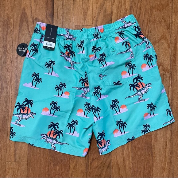 Mens Swim Trunks Shorts Size Medium (32-34) NWT Dinasore & palm trees - Picture 3 of 4